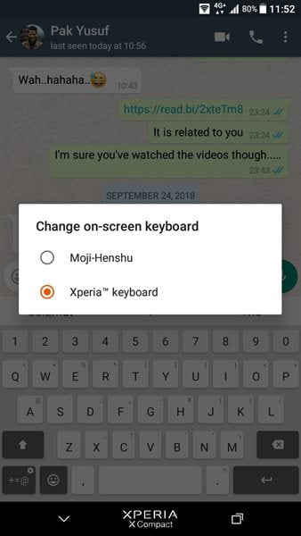 Change on-screen keyboard Xperia X Compact Docomo
