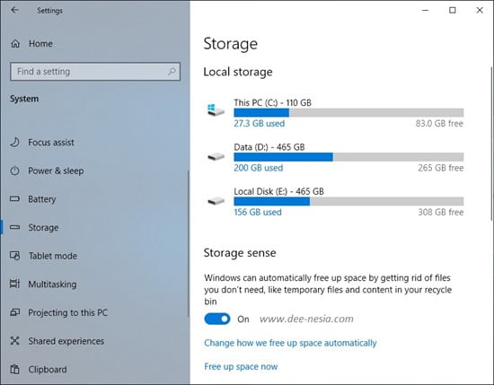 Cara Mematikan Storage Sense Windows 10 dari Setting