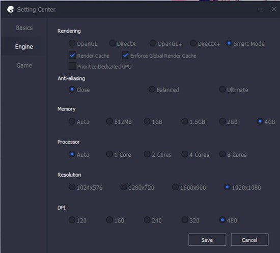 Setting Center PUBG di Windows