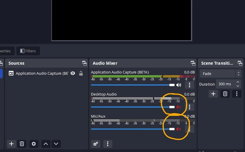 Aktifkan source audio yang akan direkam dan matikan sumber yang tidak diinginkan.